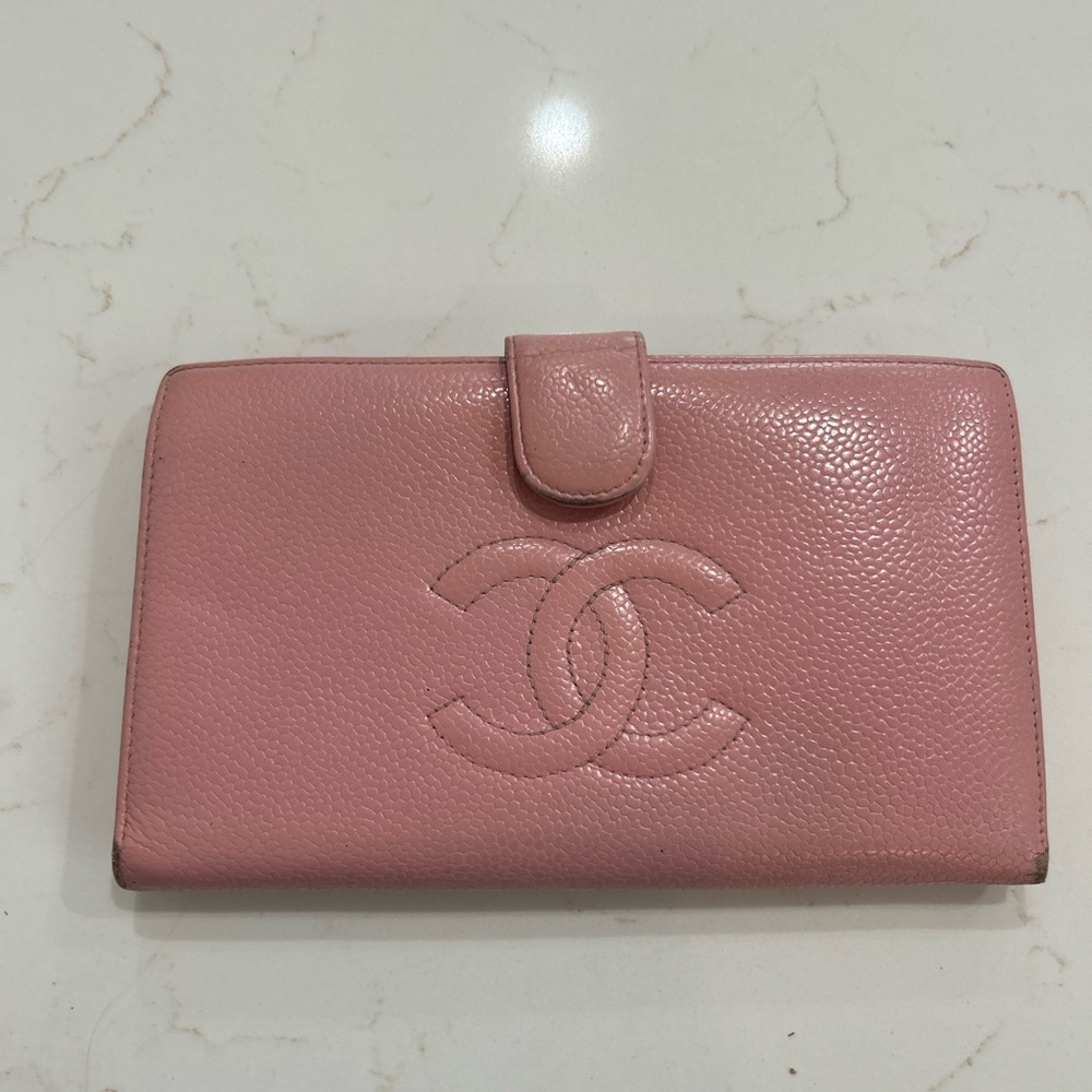 Chanel CC Caviar leather long wallet
